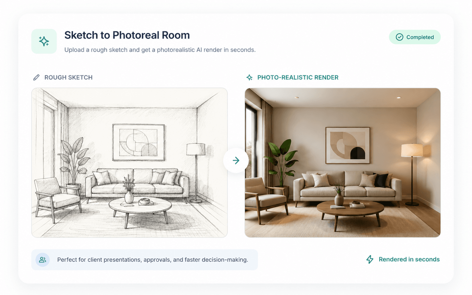 Sketch to photo-real room